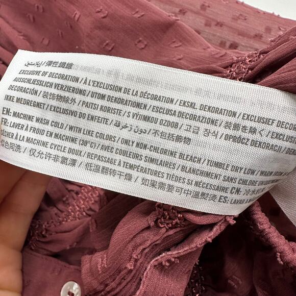 Abercrombie & Fitch Mauve Cropped Button Front Ruched Blouse - Picture 10 of 10